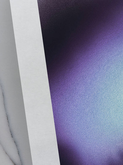Close-up contemporary abstract artwork "Crossing Over" from the Infinite Studio series by Nicole Potrich featuring deep blue and cyan fluid abstraction with layered marble-inspired textures.